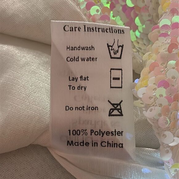 Anna Kaci sparkling sequined white/ pink racerback party, event tank. Size XXL - Picture 11 of 14